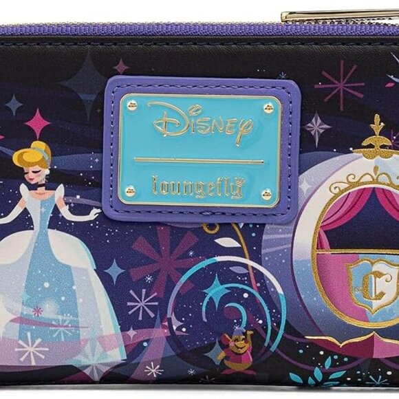 Disney Cinderella Castle Flap Wallet Vegan Leather Spacious Womens Accessory - Picture 3 of 4